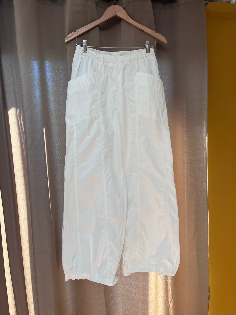 FP Movement Never Better Parachute Pants White Baggy Wide Leg Cargo Track